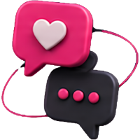 Ícono de EKHO Social: dos burbujas de diálogo con un corazón.